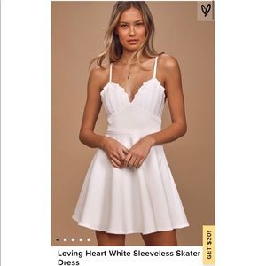 Loving Heart White Sleeveless Skater Dress